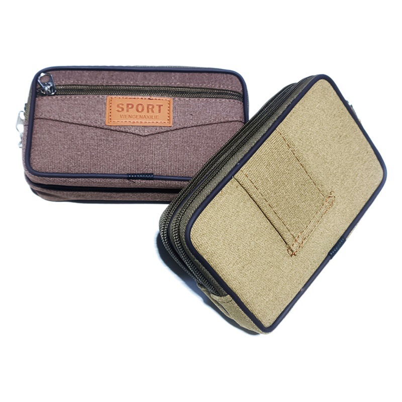 Wholesale large mobile phone waist bag canvas men wear belt mobile phone bag new construction site waist bag 6.5 inch hanging bag