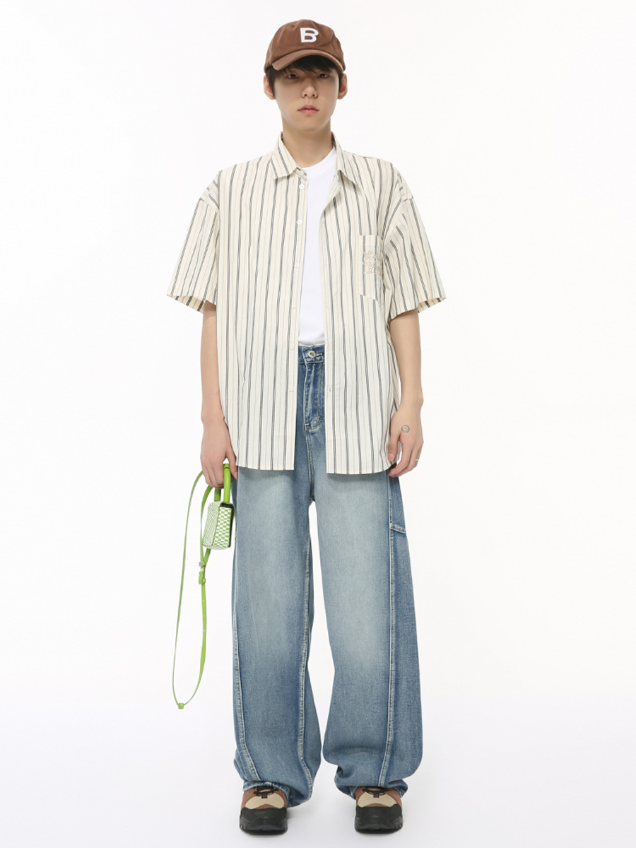 MTLCLOTHES Hombres| Nuevos productos estadounidenses multicapa empalme cimetiera estilo jeans sueltos moda hombre