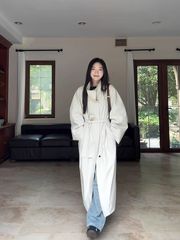 立领风衣外套女2025年秋季新款时尚韩系慵懒风感宽松休闲长款大衣