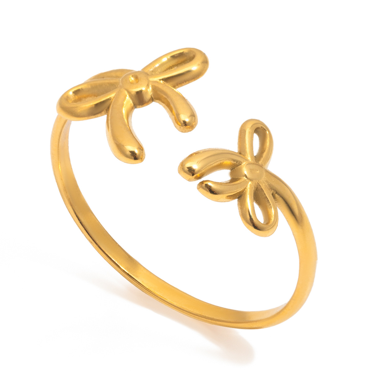 Wanxing acero inoxidable galvanizado 18K oro anillo de arco ajustable abertura dulce moda transfronteriza anillo de venta caliente image 6
