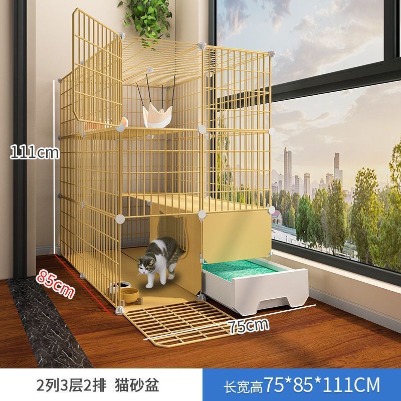 トイレ一体型猫ケージ 特価 3階建て 家庭用 屋内 特大フリースペース ペットヴィラ 猫ハウス|undefined