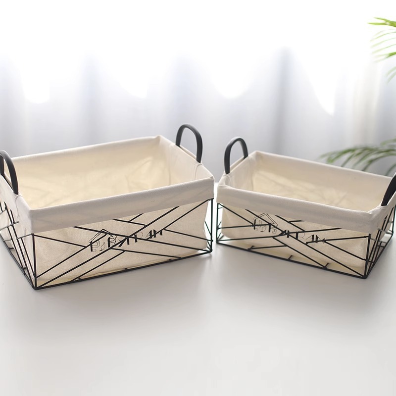 Cesta de almacenamiento de hierro INS de escritorio cesta de almacenamiento caja de almacenamiento de cosméticos caja de almacenamiento de tela snack ajo jengibre cesta de frutas