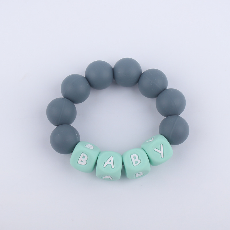 Nuevo bebé suministros mordedor pulsera creativa DIY nombre colorido de silicona letras mordedura juguete
