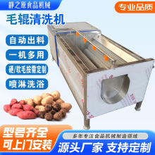 根茎类蔬菜毛辊清洗机萝卜芋头土豆毛刷式清洗去皮机净菜去皮设备