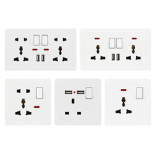 146型英标双位13A多功能带开关三插USB多功能开关插座批发