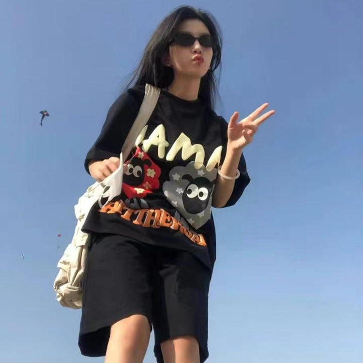 통통녀 플러스 사이즈 150.00kg 패션 캐주얼 스포츠 세트 여성 여름 느슨한 반팔 반바지 면 투피스 세트