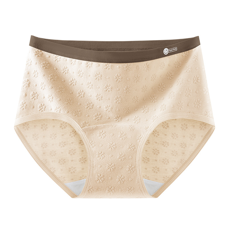 2024 nuevo estilo de algodón puro 7A, entrepierna de algodón inhibitoria y alargada, jacquard de cintura media de grado médico, ropa interior de mujer transpirable y sin costuras