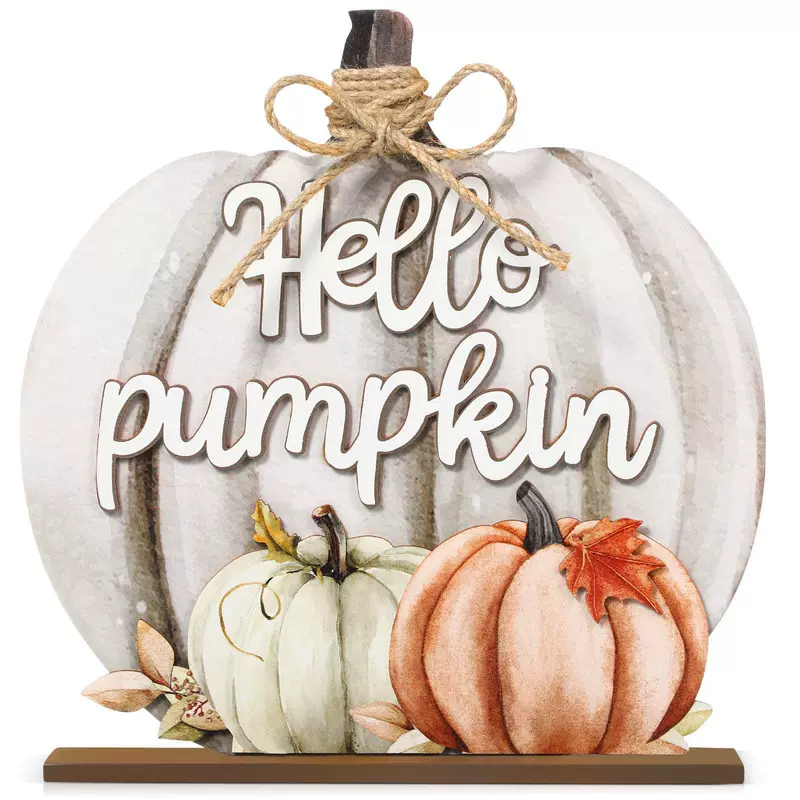 Thanksgiving autumn décor blessing gratitude pumpkin desk sign home decoration