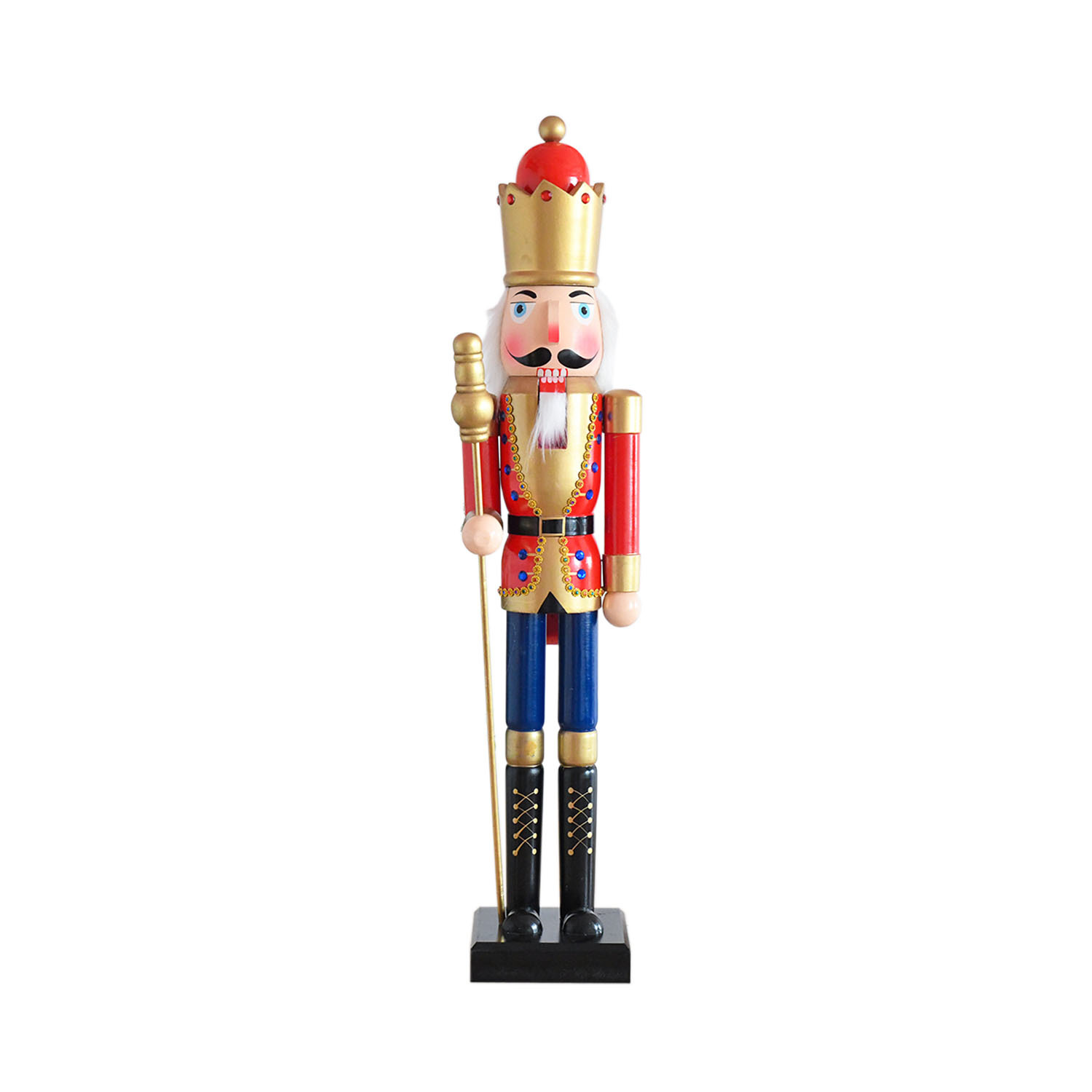 90CM en stock cascanueces marionetas de navidad decoración de la escena del centro comercial rey de nueces artesanías de madera