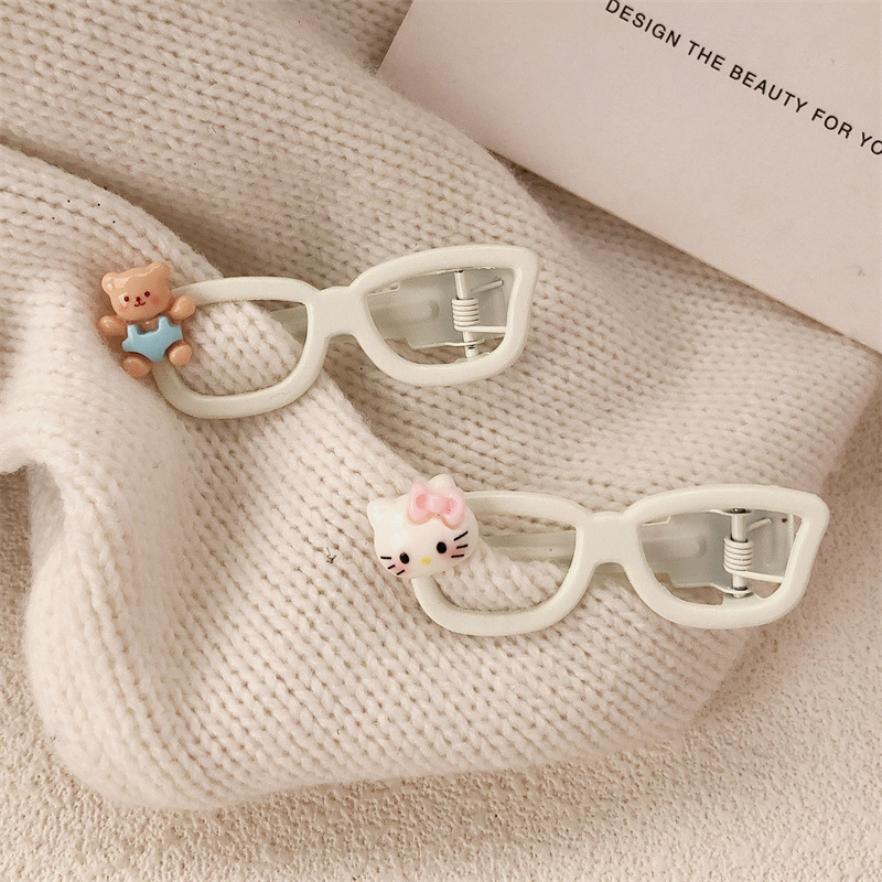 Lindas gafas de personalidad gato oso horquilla flequillo lateral femenino clip de pico de pato de pelo roto accesorios de cabeza de horquilla dulce