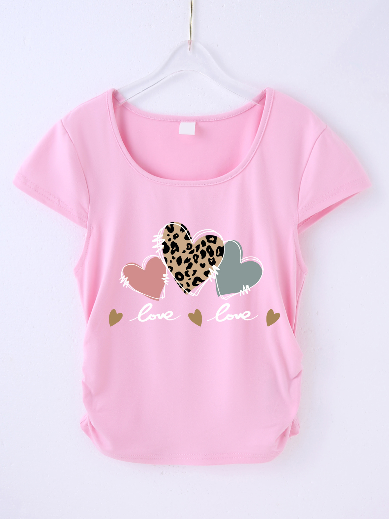 하트 패턴 - 핑크 티셔츠