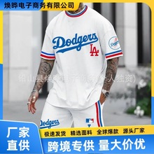 ☆MLB短袖套装☆跨境超级碗夏季男士NBA美式风格短袖短裤两件套