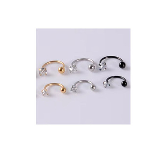 Factory direct claw zircon integrated earrings stainless steel piercing earrings C- shaped earrings horseshoe ring ear bone nail nose