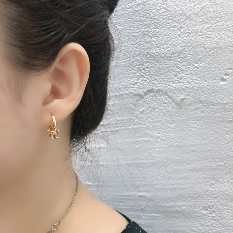 retro star and moon copper ear buckle wholesale Nihaojewelrypicture2