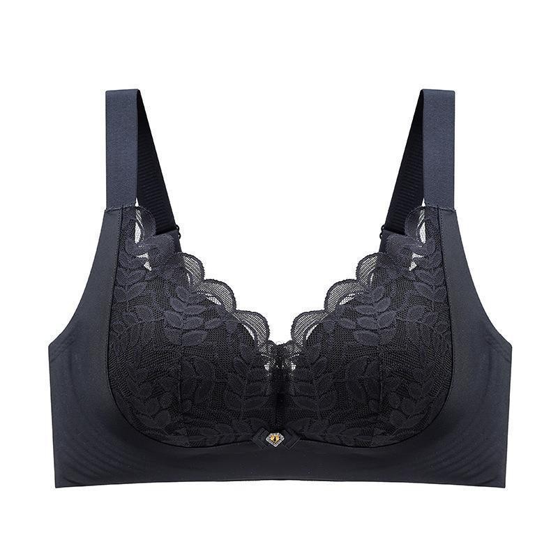 Ropa interior de látex de apoyo suave de tamaño grande para damas, pecho grande y pequeño, sin anillo de acero, sujetador de encaje anti-prolapso.