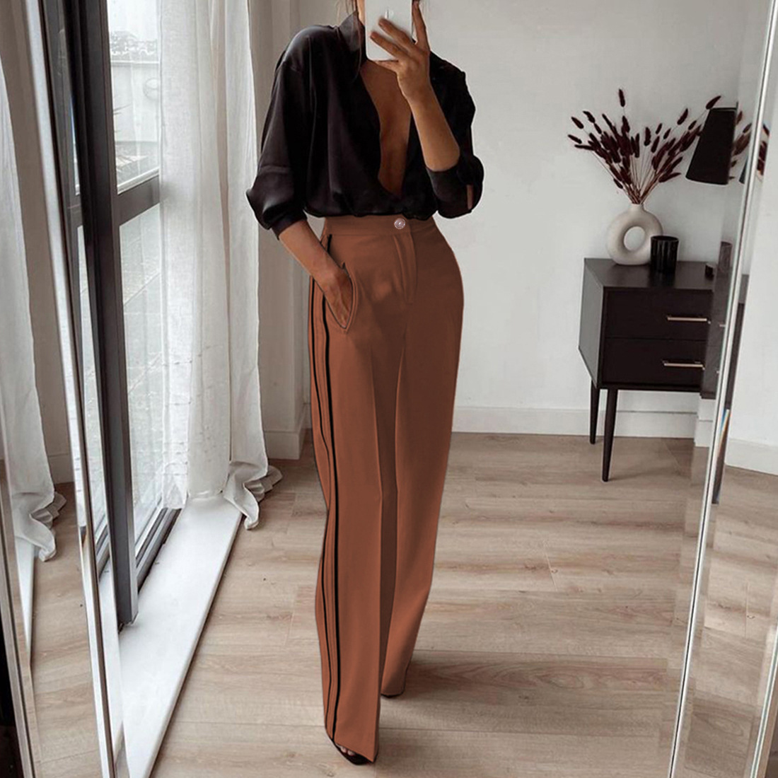 Women's Straight Leg Pants - Classic Comfortable Casual Trousers_voghion.com