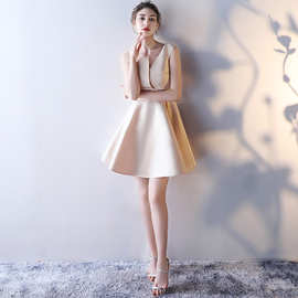 气质晚礼服伴娘服女2025年平时可穿名媛法式洋装连衣裙短款小个子