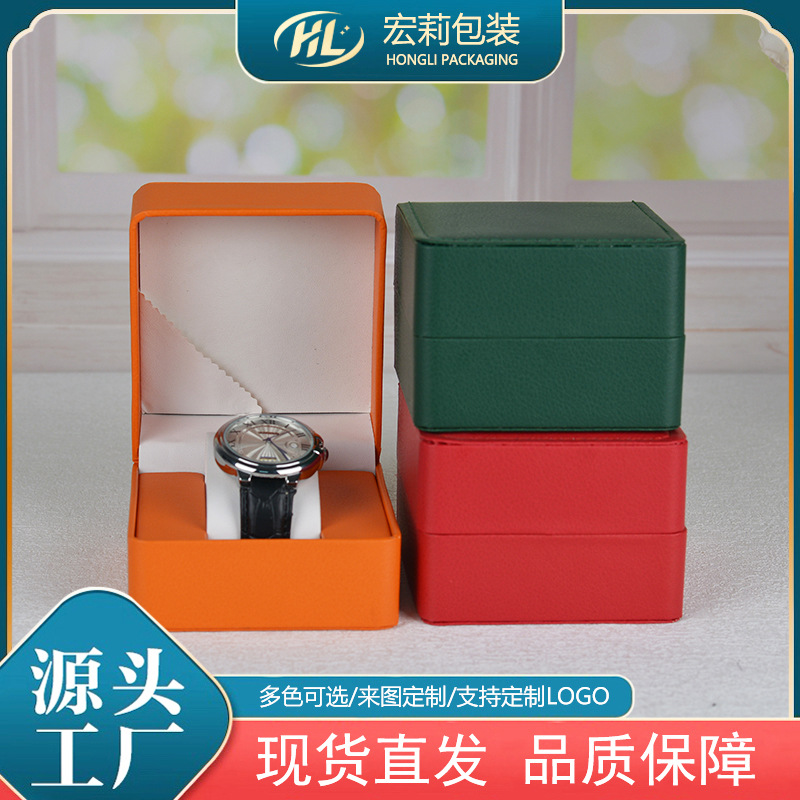 Pu Leather High-End Watch Box Storage Small Rounded Corner Watch Box Leather Flip Cover Men's Watch Packaging Box Wholesale in Stock