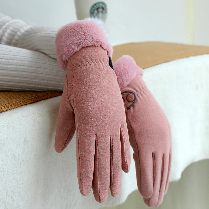 Guantes térmicos para mujer con forro polar para montar y conducir engrosados ciclismo a prueba de viento al aire libre de terciopelo a prueba de frío Otoño e Invierno guantes