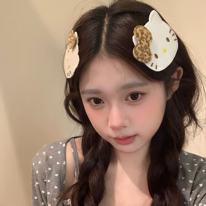 韩系可爱豹纹kt猫魔术贴发夹女碎发刘海发帖侧边头发帖发卡发饰|undefined