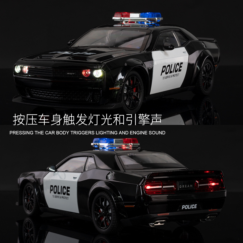 Coche a modelo de coche 1:24 Hellcat coche de policía modelo de aleación decoración sonido y luz coche de juguete para niños al por mayor