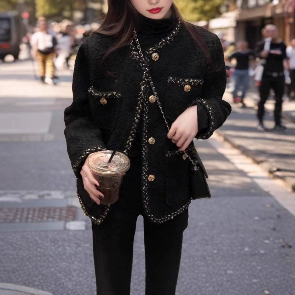 Пальто, куртка, корейский стиль, свободный крой, стиль Chanel