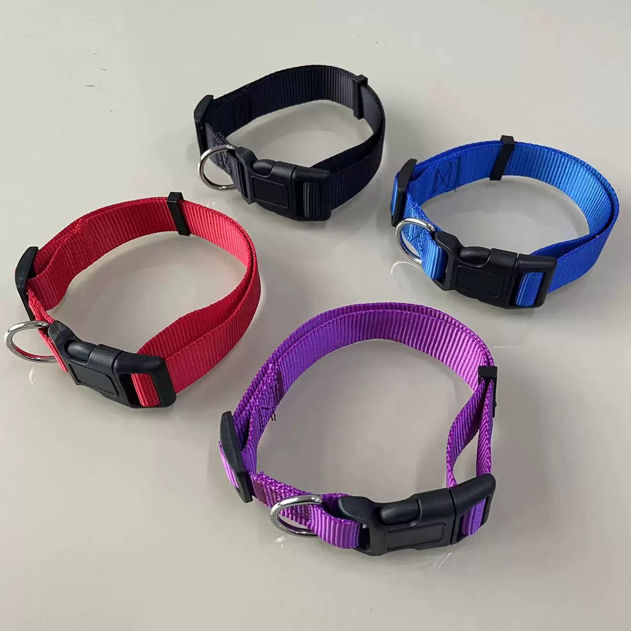 宠物用品批发高品质素色尼龙项圈狗狗牵引项圈脖套宠物牵引绳狗链