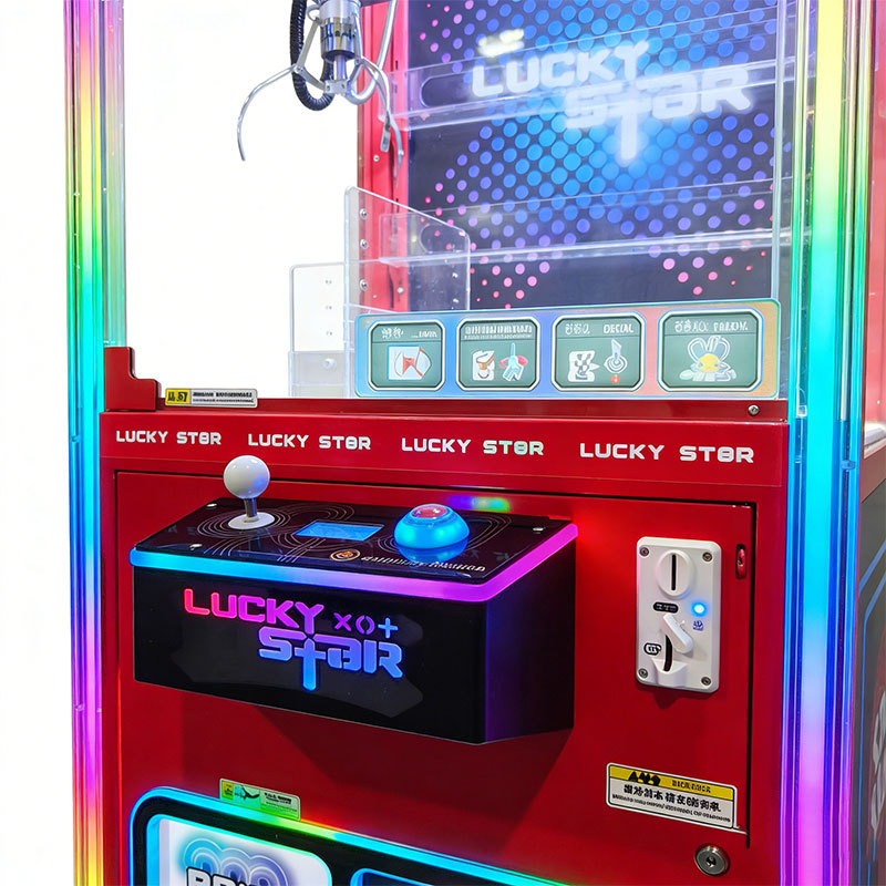 Máquina de clip de suerte pequeña máquina de regalos de luces de color brillante comercial centro comercial de juegos de videojuegos de la ciudad de monedas escanear códigos para atrapar la máquina de regalos