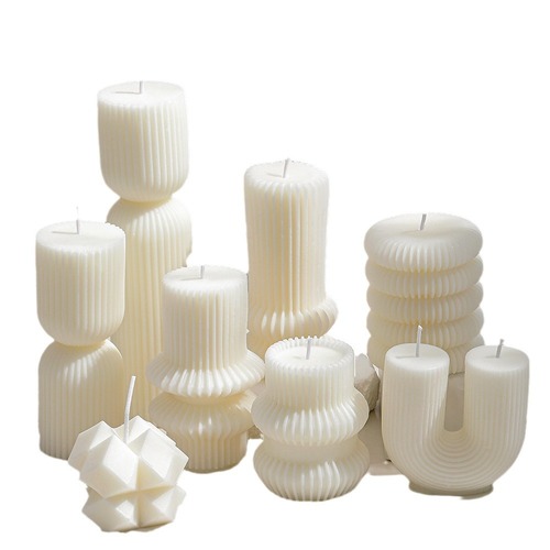 Cross-border best-selling creative Nordic-style minimalist striped candles, handmade 3D scented decorative candles