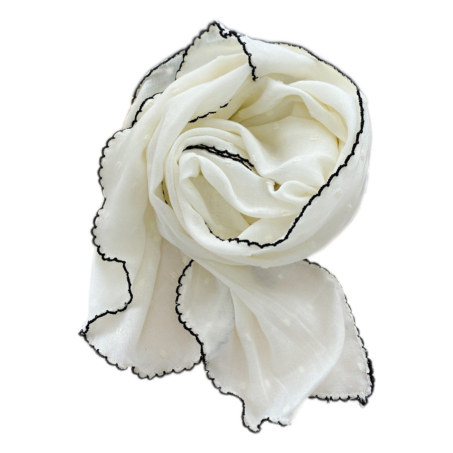Semicircle Cotton and Linen Triangle Scarf Women's Spring and Autumn Summer Korean Fashion All-match Scarf Headscarf Bag with Decorative Scarf