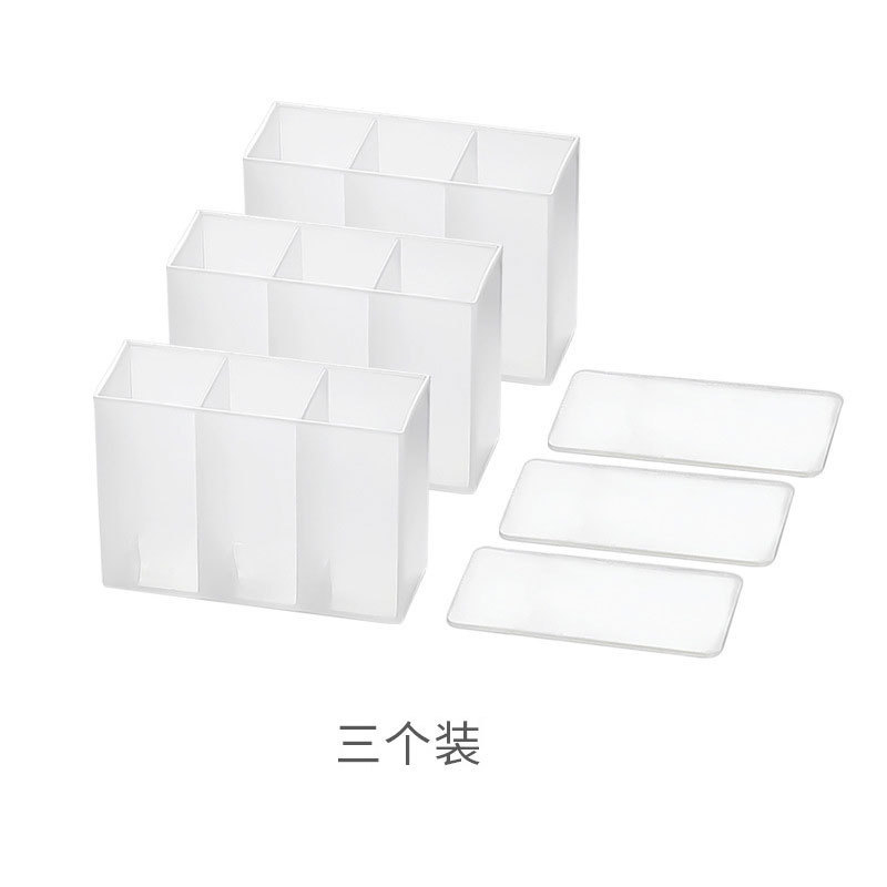 壁掛け三分格収納ケースミラーキャビネット穴なし小物収納ケース眉筆はさみブラシ口紅収納ケース