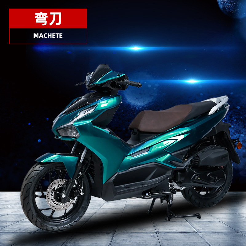 弯刀踏板摩托车男女款全新整车电喷踏板燃油车大功率爬坡王代步车