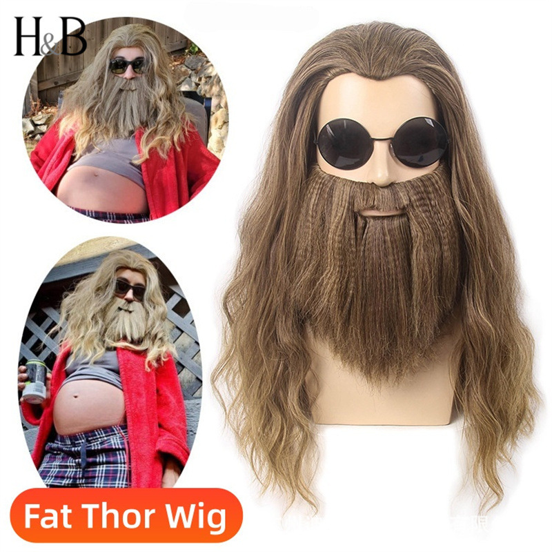 Guangzhou cross-border fatthor Marvel Fat Thor cosplay wig and beard set, brown big beard wig headgear