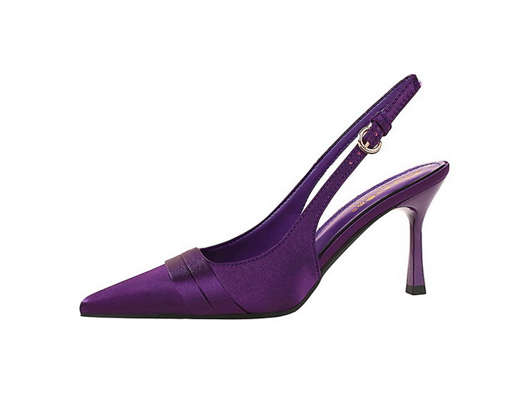 Escarpins élégants à bout pointu en satin avec dos ouvert et bride à la cheville - Escarpins pour femmes pour fêtes et soirées_voghion.com