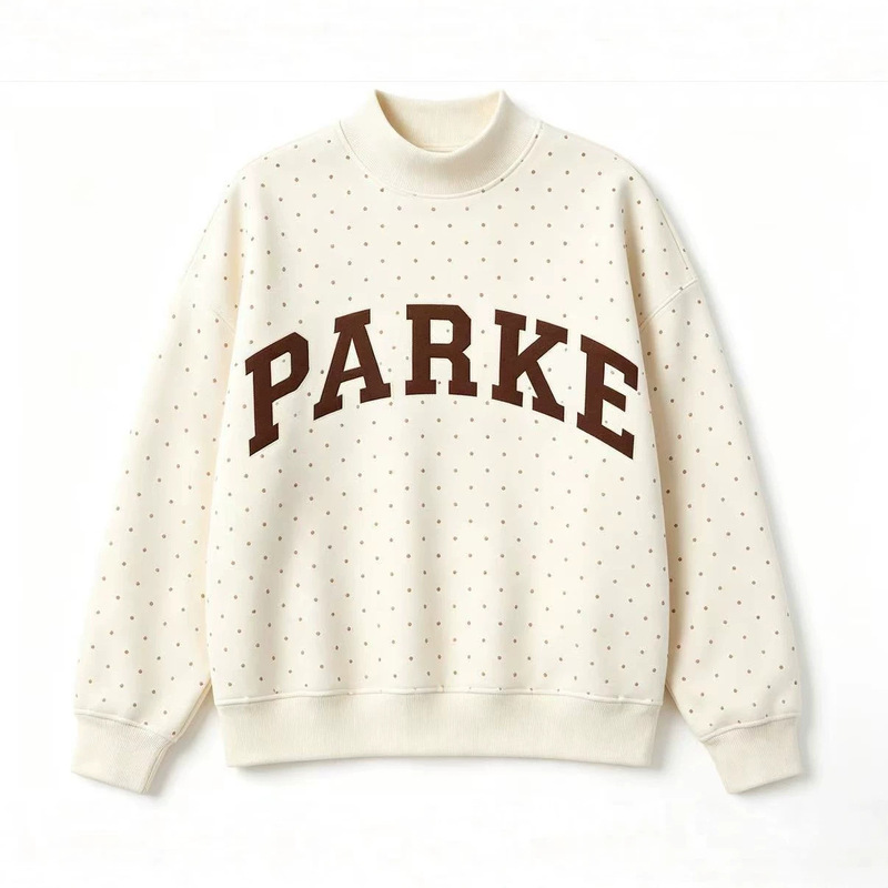 Parke Cross-Border Popular American-Style Autumn Half-Turtleneck Polka Dot Letter Print Sweatshirt Loose Women's Long-Sleeve Top Parke Cross-Border Popular American-Style Autumn Half-Turtleneck Polka Dot Letter Print Sweatshirt Loose Women's Long-Sleeve Top