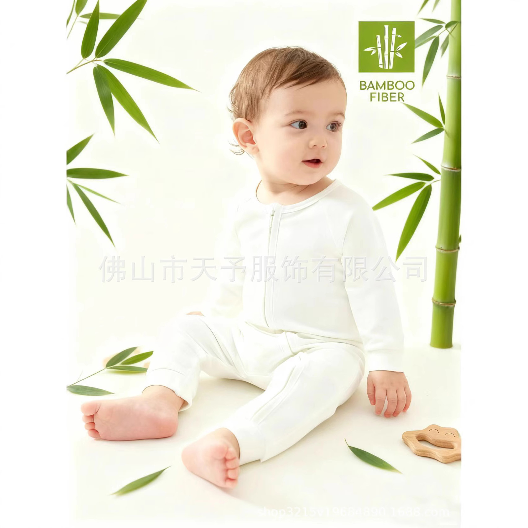 In-Stock New 40S Bamboo Fiber Children's Romper, Comfortable and Cute Zippered One-Piece Newborn Crawling Suit
