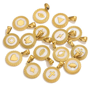 18K Stainless Steel Natural Shell Multi-type Pendant Necklace Pendant DIY Jewelry Wholesale Accessories