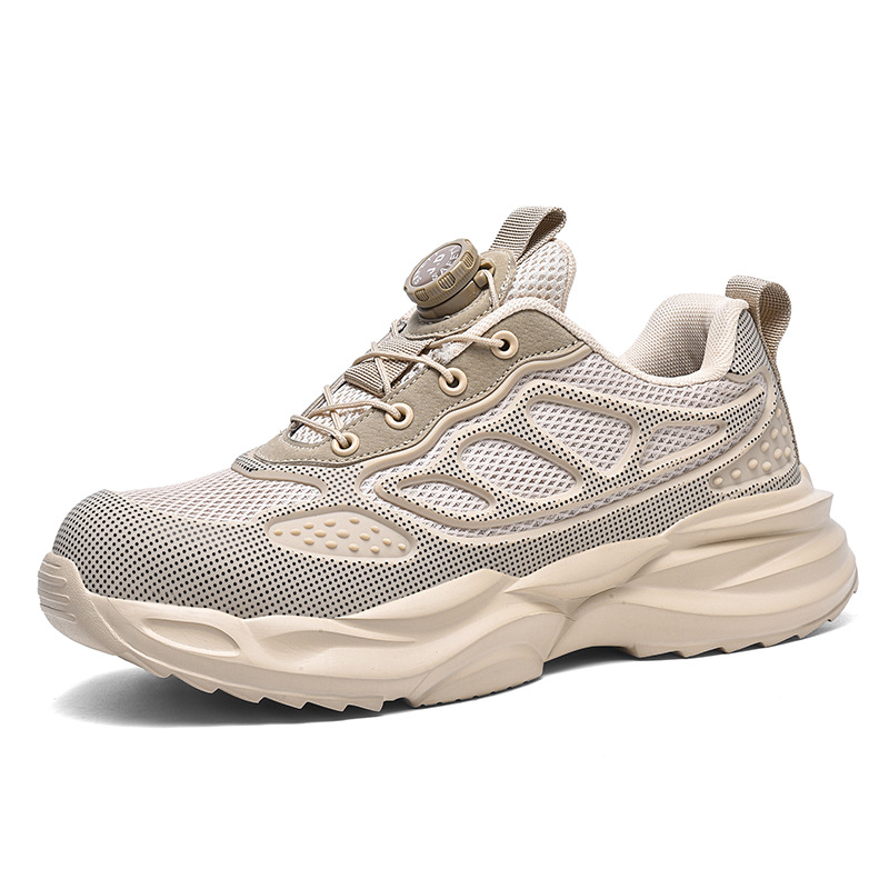 G18 Men's and Women's Work Safety Shoes, Trail Running Shoes, Rotating Buckle Low-Top Anti-Smash Anti-Puncture Steel Toe Hiking Shoes, Sports Shoes