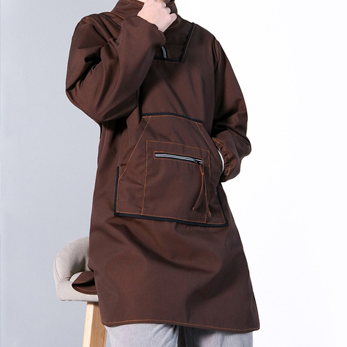 Apron with sleeves for home use, for women to cook and wash dishes, protective clothing for men, canvas workwear, long sleeves, logo printed