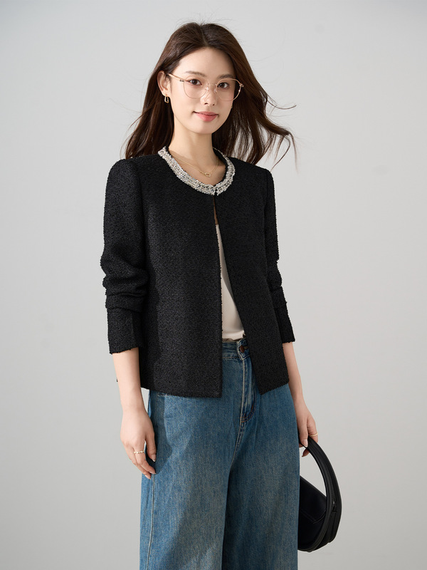 高级感短款小香风外套女2025早秋新款小个子时髦休闲圆领西服上衣|undefined
