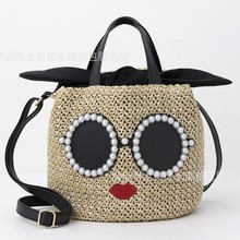 现货 日本杂志包 A-Jolie 眼镜红唇草编手提包日系手拎 斜挎包 2