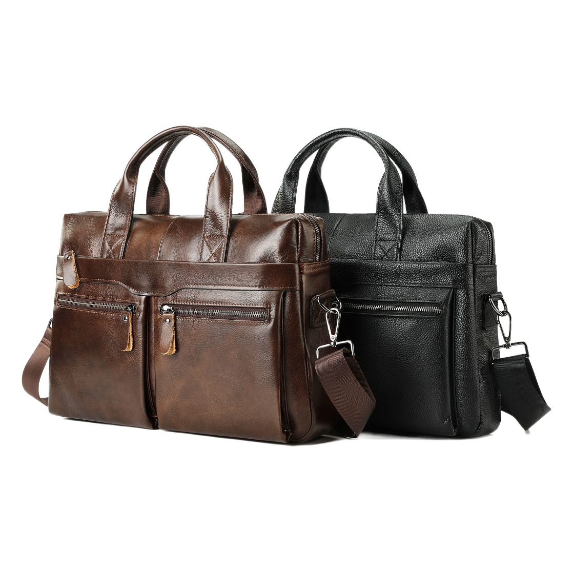 Suministro transfronterizo de bolsos para portátiles para hombre, maletines de negocios, bolsos de mano de cuero vacuno de primera capa para hombre. image 1