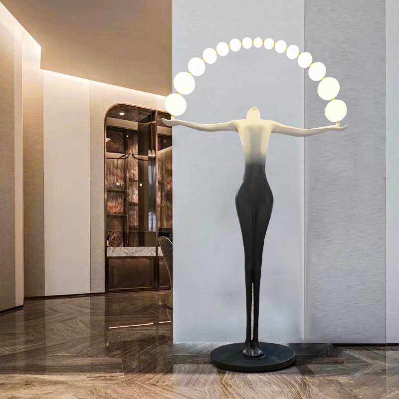 Humanoid Art Sculpture Ornaments Home Living Room Decoration Floor Lamp Abstract Character Hotel Entrance Light Luxury Large Ornaments
