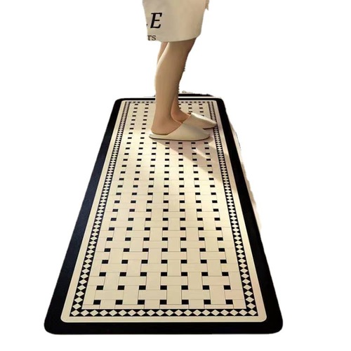 Diatom mud household kitchen water-absorbent non-slip wear-resistant floor mat rectangular foot pad plant flower soft mat on behalf of