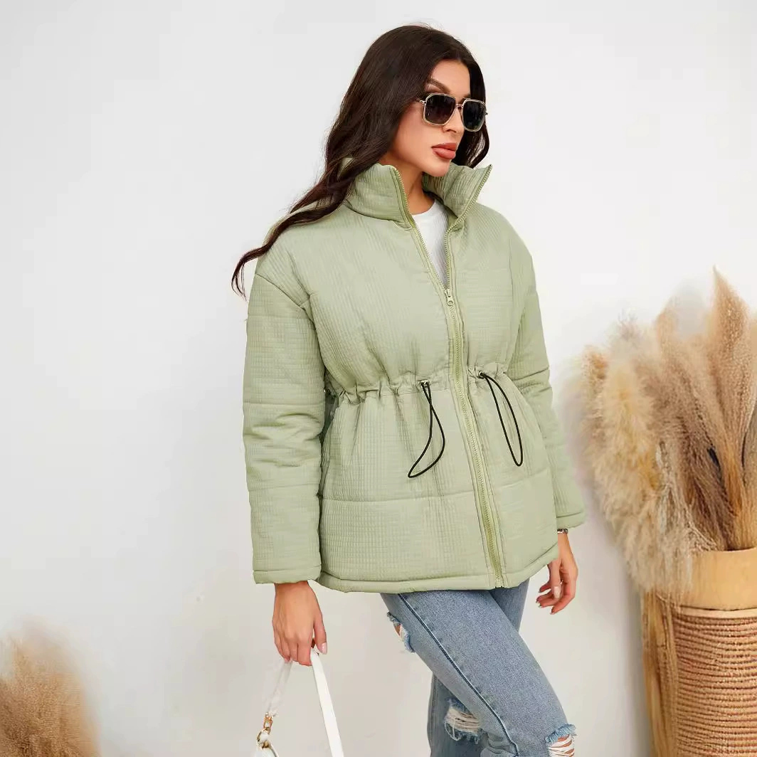 Fashionable winter brace with zipper, jacket, European style, for import, drawstring