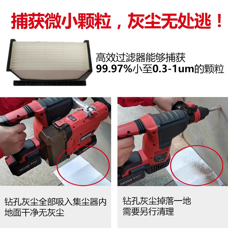 Gran taladro eléctrico doméstico colector de polvo de perforación gran herramienta eléctrica de limpieza de polvo de pequeña superficie de pared