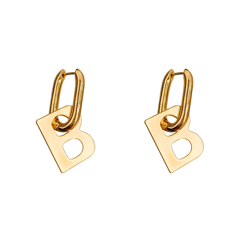 1 Pair Exaggerated Letter Titanium Steel Plating Drop Earrings display picture 5