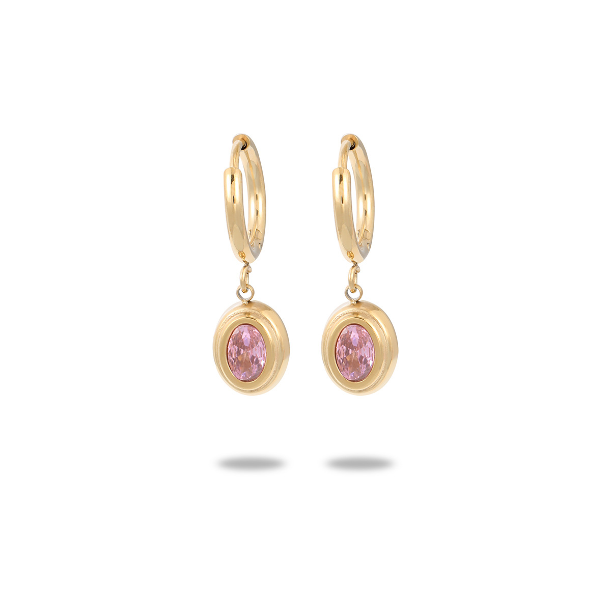1 Pair Quantity Date, Tea Party Occasion PVD Coated Real Gold Plated 18K Geometric 304 Stainless Steel Elegant Streetwear Waterproof Non Tarnish Charm Sleeper Hoop Earrings Drop