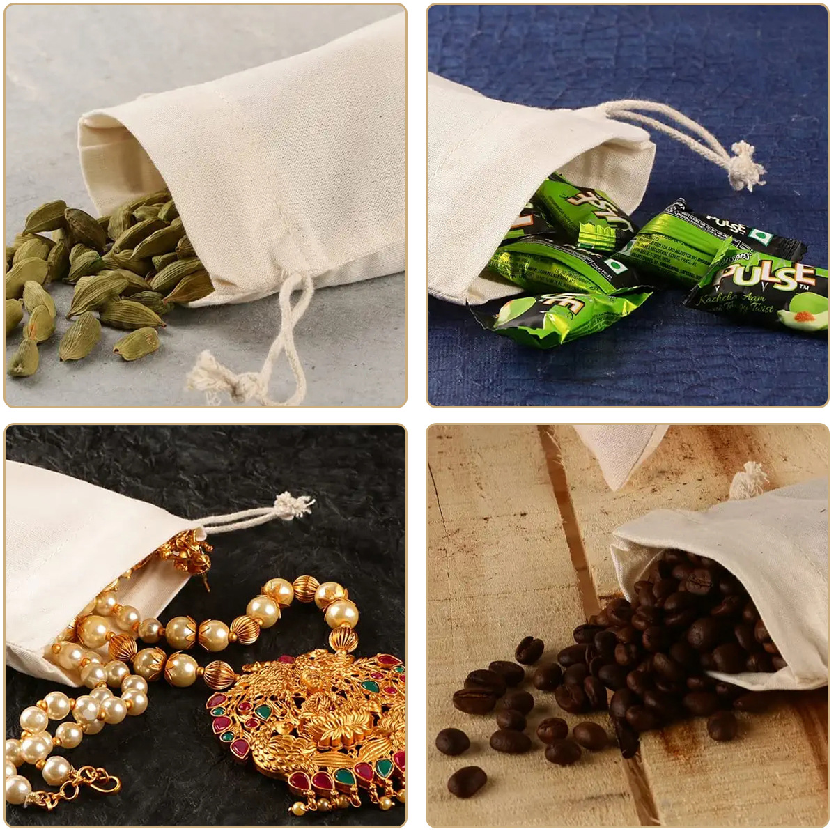 Bolsa de algodón en blanco con cordón bolsa pequeña bolsa de algodón de lino bolsa de embalaje de joyas bolsa de algodón de almacenamiento a prueba de polvo al por mayor