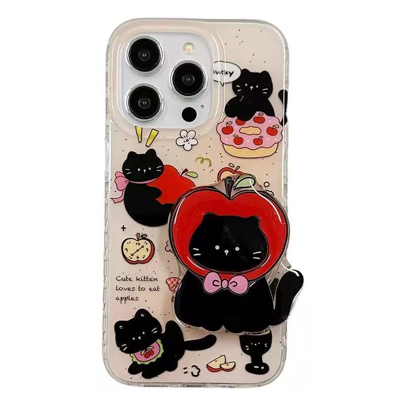 Funny ins lindo pastel gato para iphone16 soporte 15ProMax funda para teléfono 13 Apple 14P hembra